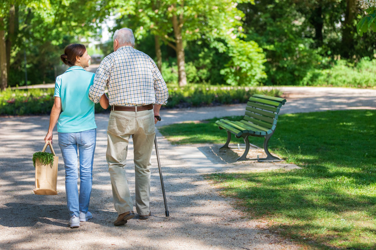 Senior couple going for a walk