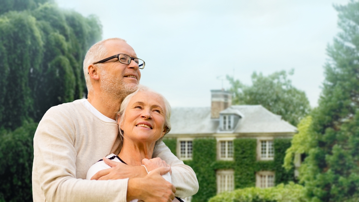 Seniors embracing outdoors