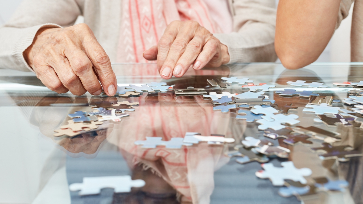 Seniors doing puzzle
