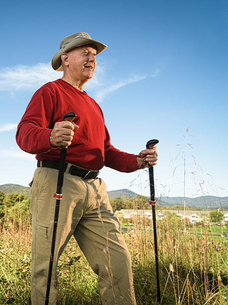 Senior hiker enjoying the view