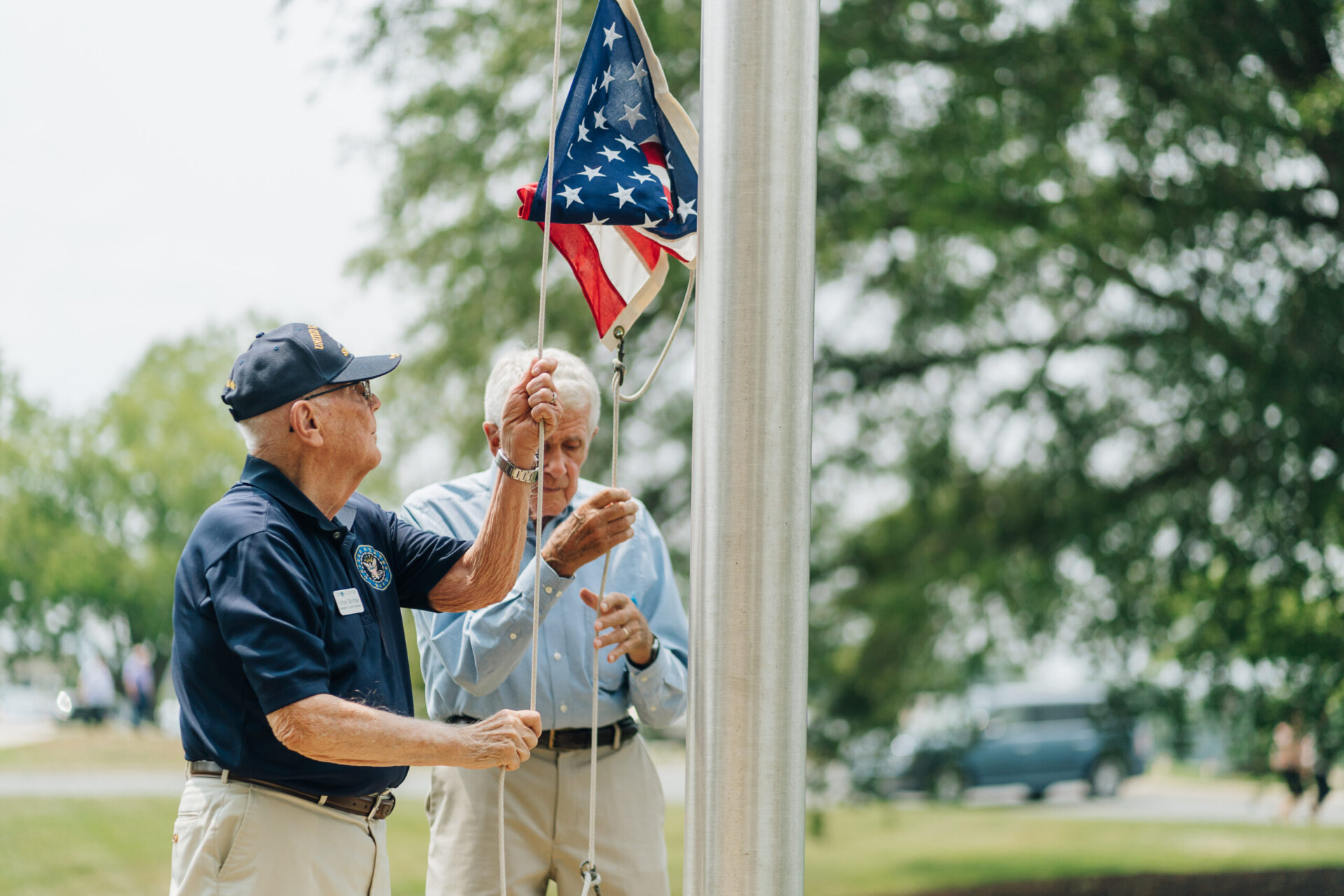 Raising the flag