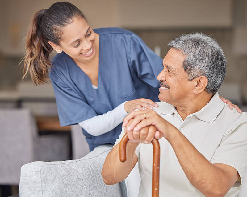 senior man with nurse