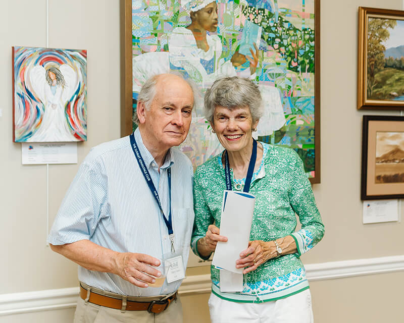 seniors enjoying an art event