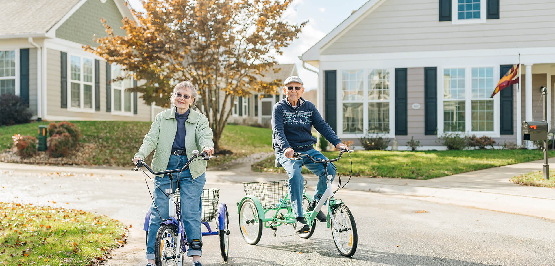 senior couple on tricycle