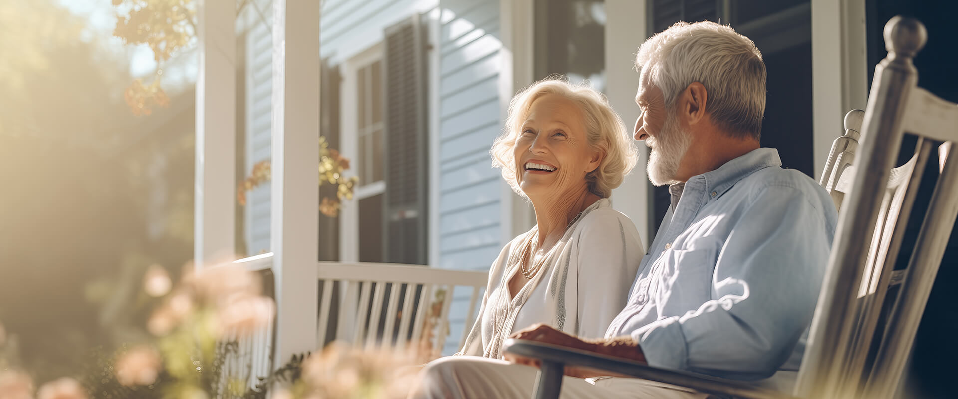Seniors relaxing on front porch
