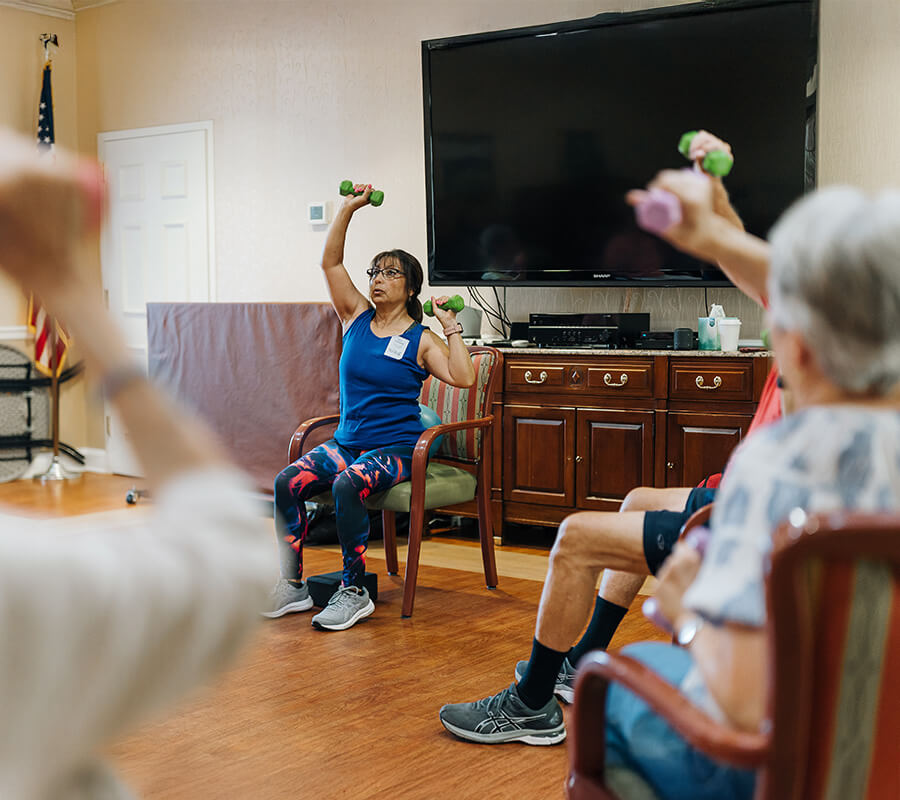 Senior seated workout class