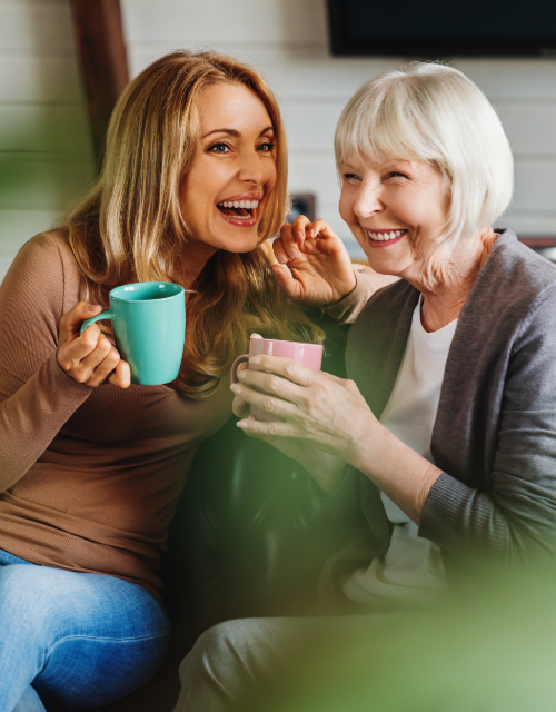 woman talking to her senior mother