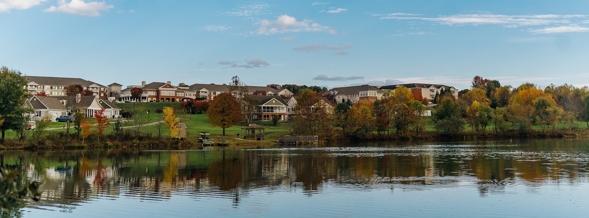 The Summit community over a large lake